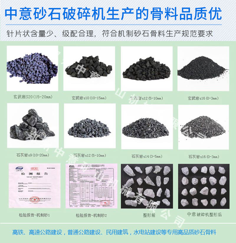 中意破碎機生產(chǎn)的骨料品質(zhì)優(yōu)